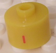 Bead, Cylinder, Flat Edge with Red '-' Pattern