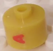 Bead, Cylinder, Flat Edge with Red 'A' Pattern