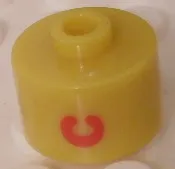 Bead, Cylinder, Flat Edge with Red 'C' Pattern