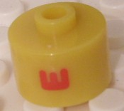 Bead, Cylinder, Flat Edge with Red 'E' Pattern