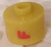 Bead, Cylinder, Flat Edge with Red 'F' Pattern