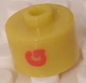 Bead, Cylinder, Flat Edge with Red 'G' Pattern