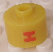 Bead, Cylinder, Flat Edge with Red 'H' Pattern