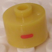 Bead, Cylinder, Flat Edge with Red 'I' Pattern