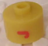 Bead, Cylinder, Flat Edge with Red 'J' Pattern