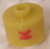 Bead, Cylinder, Flat Edge with Red 'K' Pattern