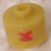 Bead, Cylinder, Flat Edge with Red 'K' Pattern