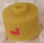 Bead, Cylinder, Flat Edge with Red 'L' Pattern