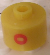 Bead, Cylinder, Flat Edge with Red 'O' Pattern