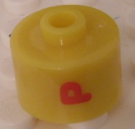 Bead, Cylinder, Flat Edge with Red 'P' Pattern