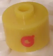 Bead, Cylinder, Flat Edge with Red 'Q' Pattern