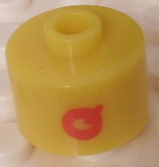Bead, Cylinder, Flat Edge with Red 'Q' Pattern