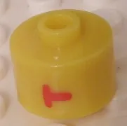 Bead, Cylinder, Flat Edge with Red 'T' Pattern