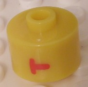Bead, Cylinder, Flat Edge with Red 'T' Pattern
