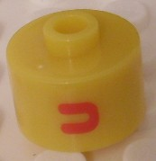 Bead, Cylinder, Flat Edge with Red 'U' Pattern