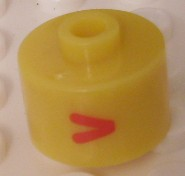 Bead, Cylinder, Flat Edge with Red 'V' Pattern