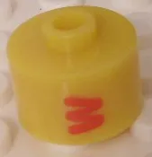 Bead, Cylinder, Flat Edge with Red 'W' Pattern