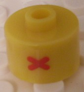 Bead, Cylinder, Flat Edge with Red 'X' Pattern