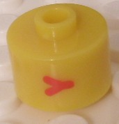 Bead, Cylinder, Flat Edge with Red 'Y' Pattern