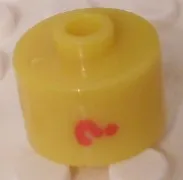 Bead, Cylinder, Flat Edge with Red '?' Pattern