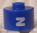 Bead, Cylinder, Flat Edge with White 'N' Pattern