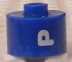 Bead, Cylinder, Flat Edge with White 'P' Pattern