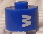 Bead, Cylinder, Flat Edge with White 'W' Pattern