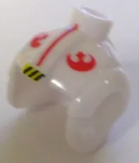Bead, Minifigure Style Headgear, Helmet SW Rebel Pilot with Red Rebel and Stripe Pattern