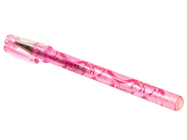 Belville Gel Pen, Glitter Trans Pink with Dark Pink Hearts