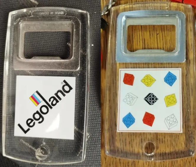 Bottle Opener with 'Legoland' Logo and Bricks Pattern