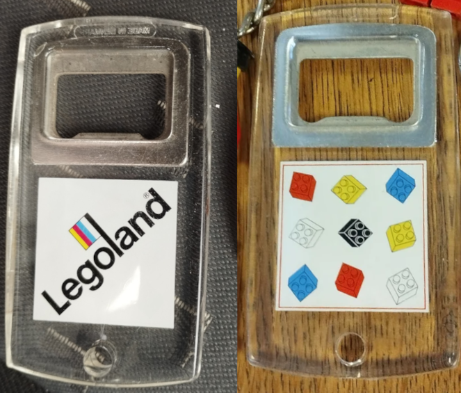 Bottle Opener with 'Legoland' Logo and Bricks Pattern