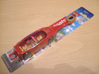 Toothbrush, Jack Stone (Minifigure js001), Red Fire Rescue - Colgate (Danish), no bonus stickers