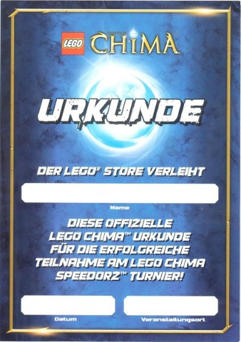 Legends of Chima Certificate (Lego Store Speedorz Tournament)