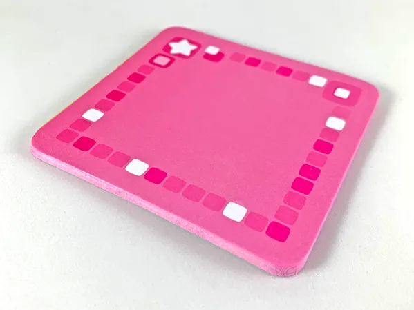 Memo Pad Clikits - Dark Pink and White Squares on Pink