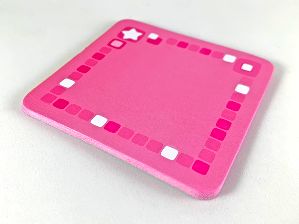 Memo Pad Clikits - Dark Pink and White Squares on Pink