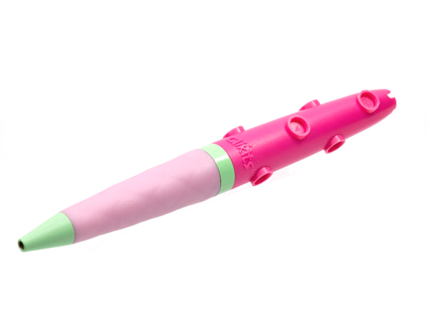 Clikits Heart Pen, Dark Pink and Light Green, 9 Icon Holes, Bright Pink Rubber Grip