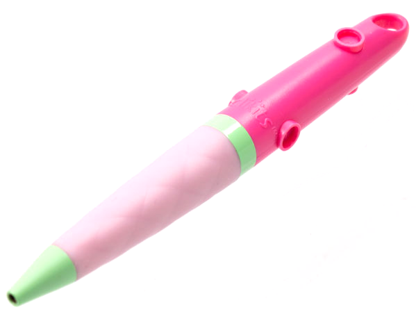 Clikits Heart Pen, Dark Pink and Light Green, 4 Icon Holes, Bright Pink Rubber Grip, Ring for Carabiner