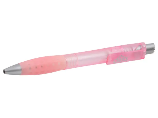 Clikits Pen, Trans-Pink and Silver, Rubber Grip