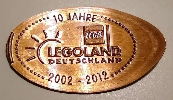 Pressed Euro Five Cent Piece - LEGOLAND Deutschland 10 Jahre 2002 - 2012 Pattern