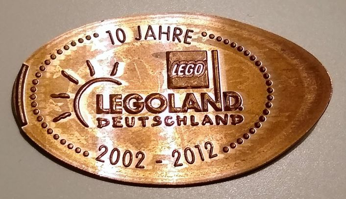 Pressed Euro Five Cent Piece - LEGOLAND Deutschland 10 Jahre 2002 - 2012 Pattern
