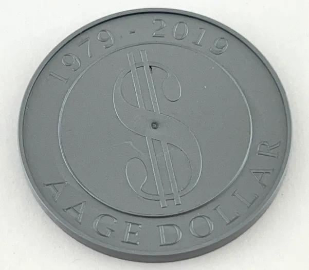 Coin, Plastic - 1979 - 2019 Aage Dollar / Aage T. Larsen 40års Jubilæum LEGO