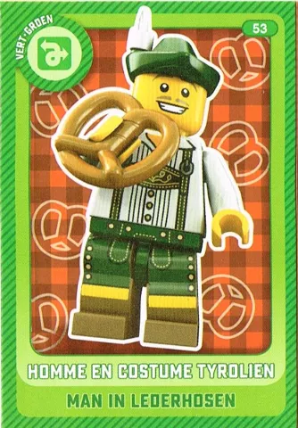 Create the World Trading Card #  53 Homme en Costume Tyrolien / Man in Lederhosen (Belgian)