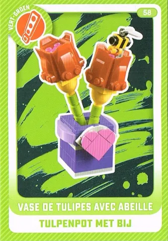 Create the World Trading Card #  58 Vase de Tulipes avec Abeille / Tulpenpot met Bij (Belgian)