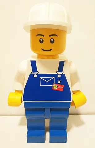 Display Figure 7in x 11in x 19in (Blue Overalls, Blue Pants, Construction Helmet, White Pupils)