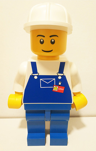 Display Figure 7in x 11in x 19in (Blue Overalls, Blue Pants, Construction Helmet, White Pupils)