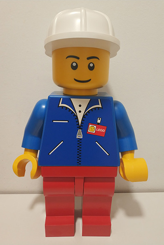 Display Figure 7in x 11in x 19in (Blue Jacket, Red Pants, Construction Helmet, White Pupils)
