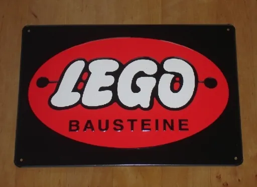 Display Sign Large LEGO Logo Round Bausteine, Metal