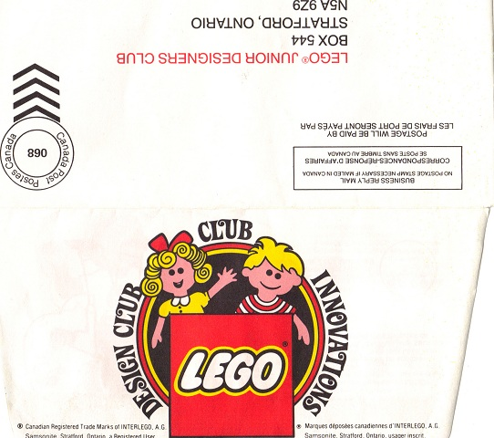 Envelope, LEGO Junior Designers Club (Canada)