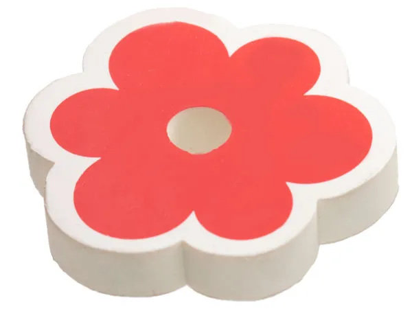Eraser, Belville Red Flower with 6 Petals, Hole for Pencil