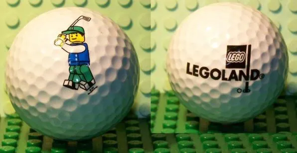 Golf Ball with Golfer Minifigure and 'Legoland' Decoration